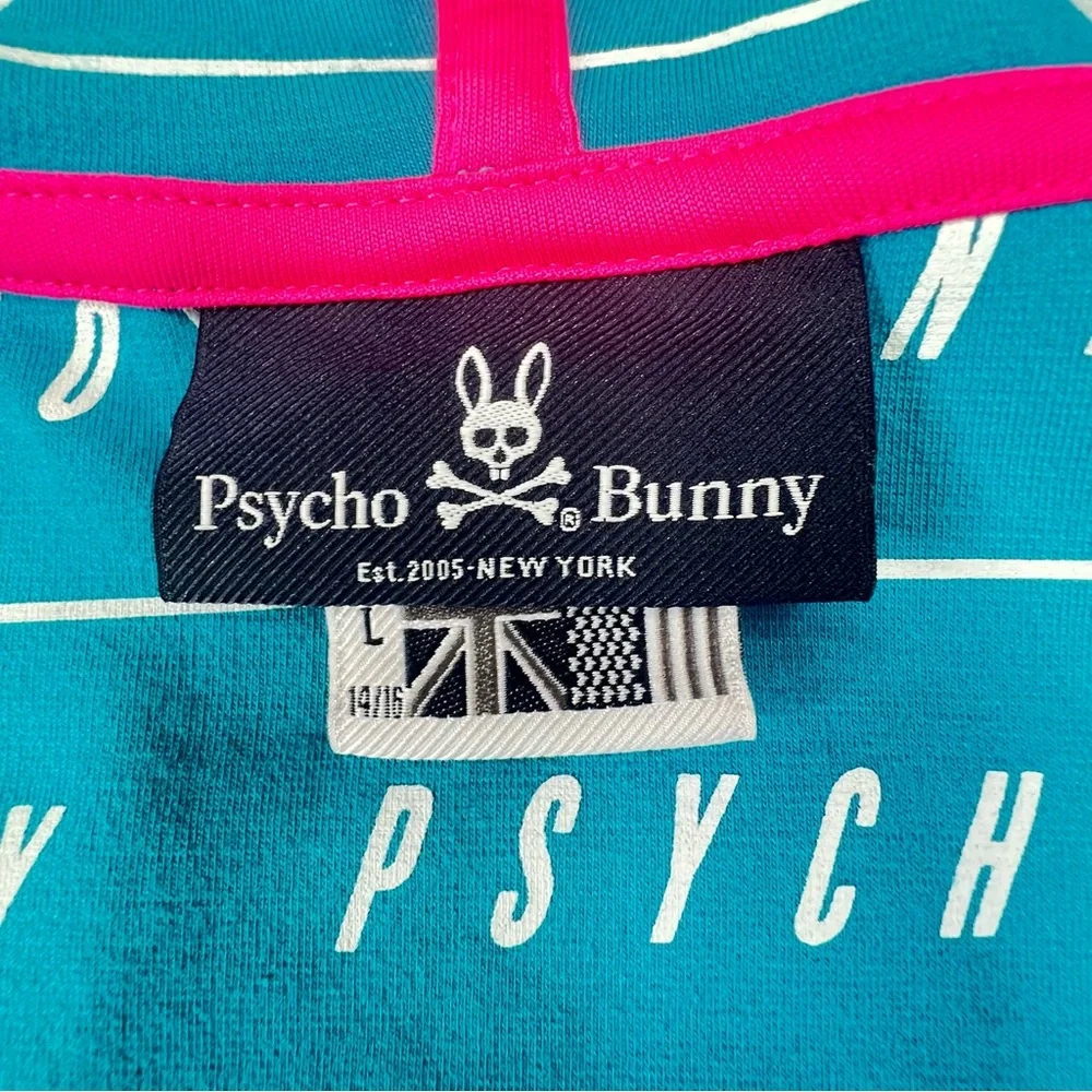 Psycho Bunny Big Kid Logo Patch Zip-Up Hoodie Unisex Boys Girls Youth L 14/16